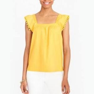J. Crew Factory Cotton Top w/ Pom Pom Trim Sz 10